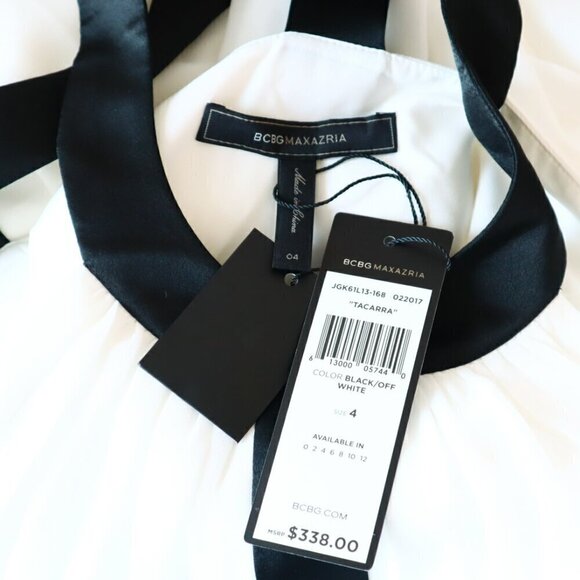 BCBGMaxazria BCBG Tacarra Long Off White w/ Black Trim Eve Gown Dress NWT NEW 4 - Picture 6 of 6